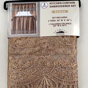 Fancy Kitchen Curtains  3 pcs.  Fancy Embroidered